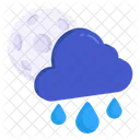 Rainy Night Weather Forecast Overcast Icon