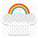 Rain With Rainbow Rainbow Sky Icon