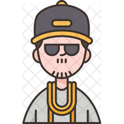 Rapper Icon - Download in Colored Outline Style