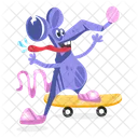 Rat Skating Mouse Skating Happy Rat Icon