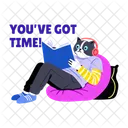 Reading Cat Character Hobby Icon