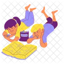 Reading While Sharing Snacks Icon