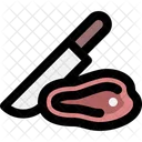 Rebanada Carne Cuchillo Icono