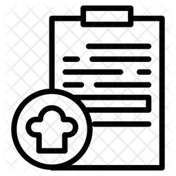 Receipe in clipboard with hat cheff in button  Icon