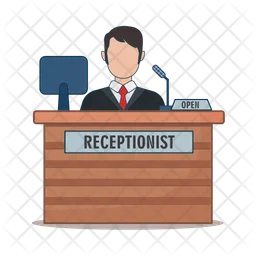 Recepcionista con empleado  Icono