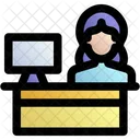 Reception Front Desk Woman Icon