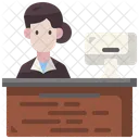 Receptionist Woman Information Desk Icon
