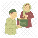 People Giving And Receiving Infaq Receving Infaq Icon