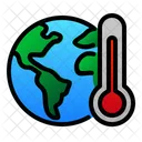 Terre Planete Thermometre Icône