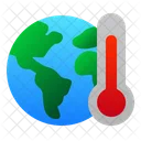 Terre Planete Thermometre Icône