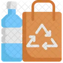 Recyclingbeutel und Wasser  Symbol