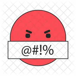 Red angry emoji with censored swearing  Icon