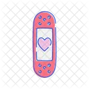 Red band aid with heart  Icon