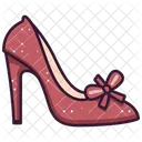 REd  Bow-Adorned Heels  Shoes  Icon