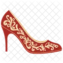 REd Brocade Shoes  Symbol