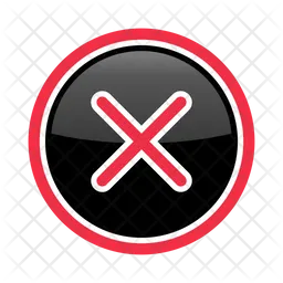 Red cross mark button in black circle  Icon