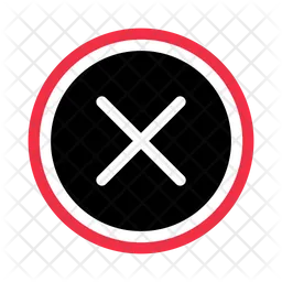 Red cross mark button in black circle  Icon