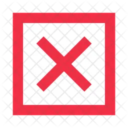 Red cross mark on green square box white area flat design  Icon