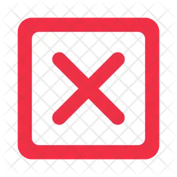 Red cross mark on green square box white area flat design  Icon