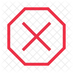 Red cross mark on white octagon flat design  Icon