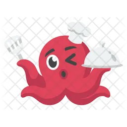 Red Octopus Cooking  Icon