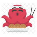 Red Octopus Eating  Icon