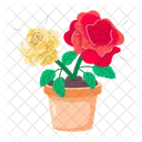 Rose Cartoon Rose Stickers Blooming Flowers Icon