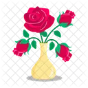 Rose Cartoon Rose Stickers Blooming Flowers Icon