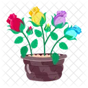 Rose Cartoon Rose Stickers Blooming Flowers Icon