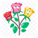 Rose Cartoon Rose Stickers Blooming Flowers Icon