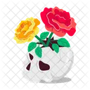 Rose Cartoon Rose Stickers Blooming Flowers Icon