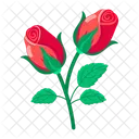 Rose Cartoon Rose Stickers Blooming Flowers Icon