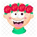 Rose Cartoon Rose Stickers Blooming Flowers Icon