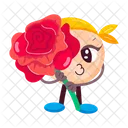 Rose Cartoon Rose Stickers Blooming Flowers Icon