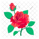 Rose Cartoon Rose Stickers Blooming Flowers Icon