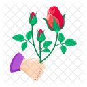 Rose Cartoon Rose Stickers Blooming Flowers Icon