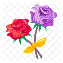 Rose Cartoon Rose Stickers Blooming Flowers Icon