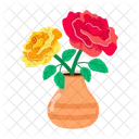 Rose Cartoon Rose Stickers Blooming Flowers Icon