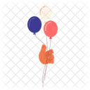 Red white and blue balloons holding  Icon