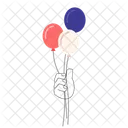 Red white and blue balloons holding  Icon