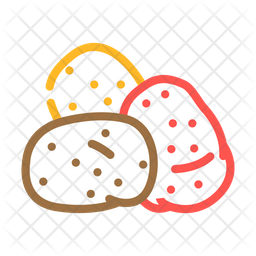 Red Yellow Potatoes Icon - Download in Colored Outline Style