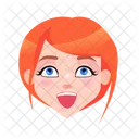 Redhead Woman Laughing Face  Icon