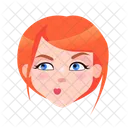 Redhead Woman Skeptic Face  Icon