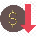 Reducción de costos dólar abajo  Icono