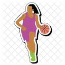 Regatear Pelota Baloncesto Chica Icono