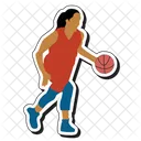 Regatear Pelota Baloncesto Chica Icono