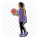 Regatear Pelota Baloncesto Chica Icono