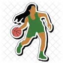 Regatear Pelota Baloncesto Chica Icono