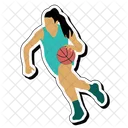 Regatear Pelota Baloncesto Chica Icono