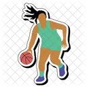 Regatear Pelota Baloncesto Chica Icono